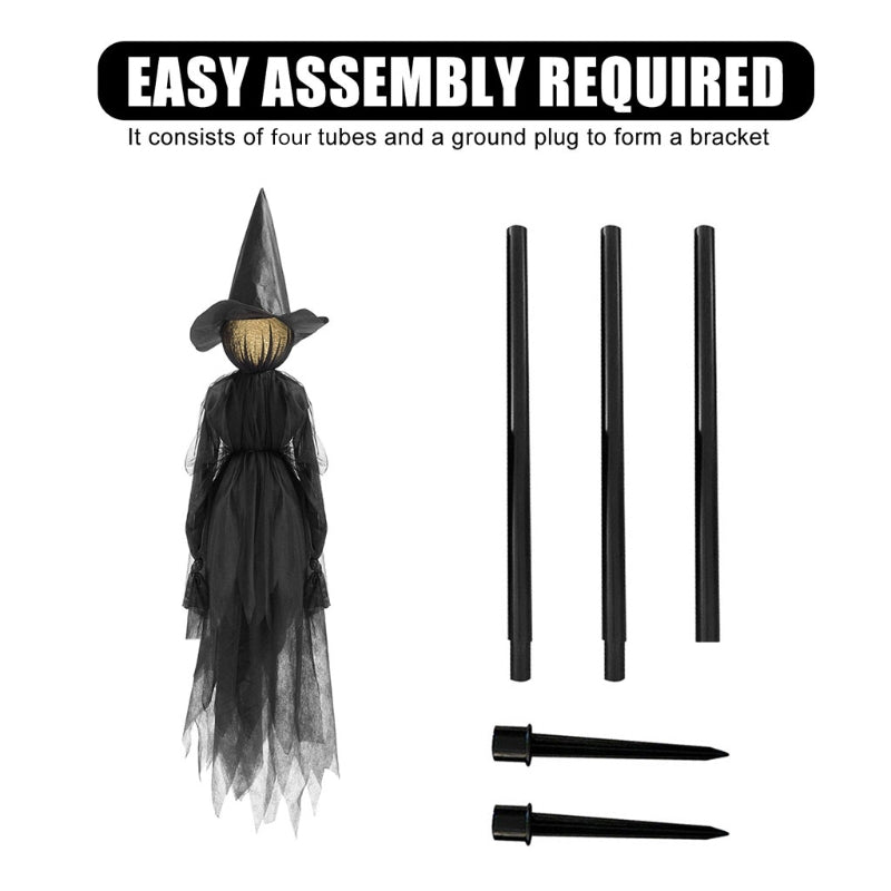 3PCS Halloween Light-Up Screaming Witch Decorations with Flickering LED Faces