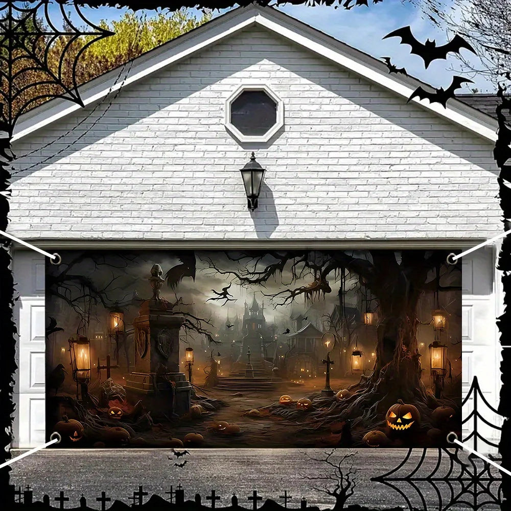 Halloween Garage Door Banner – Horror Town Pumpkin Head Design