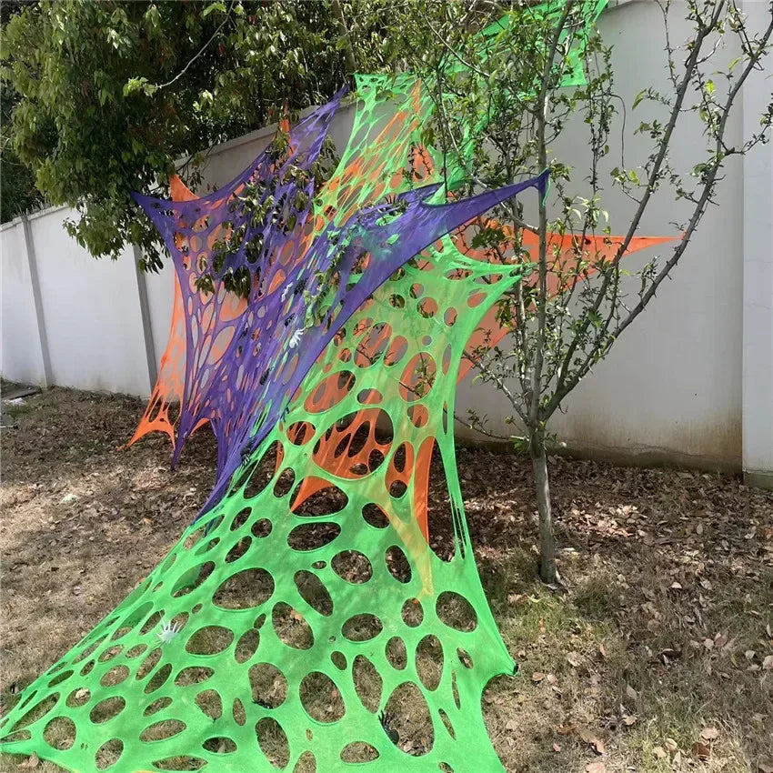Giant Stretchy Spider Web Halloween Decor 20ft Cobweb Netting Outdoor Scary Indoor Haunt Reusable Creepy Party Must Have