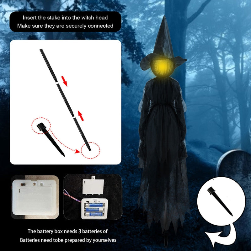 Light-Up Witches with Stakes Halloween Decorations Outdoor Holding Hands Screaming Witches Sound Activated Sensor Decor Props