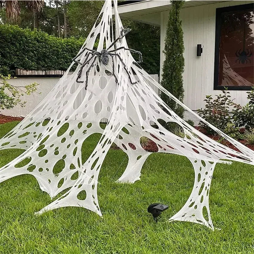 Giant Stretchy Spider Web Halloween Decor 20ft Cobweb Netting Outdoor Scary Indoor Haunt Reusable Creepy Party Must Have
