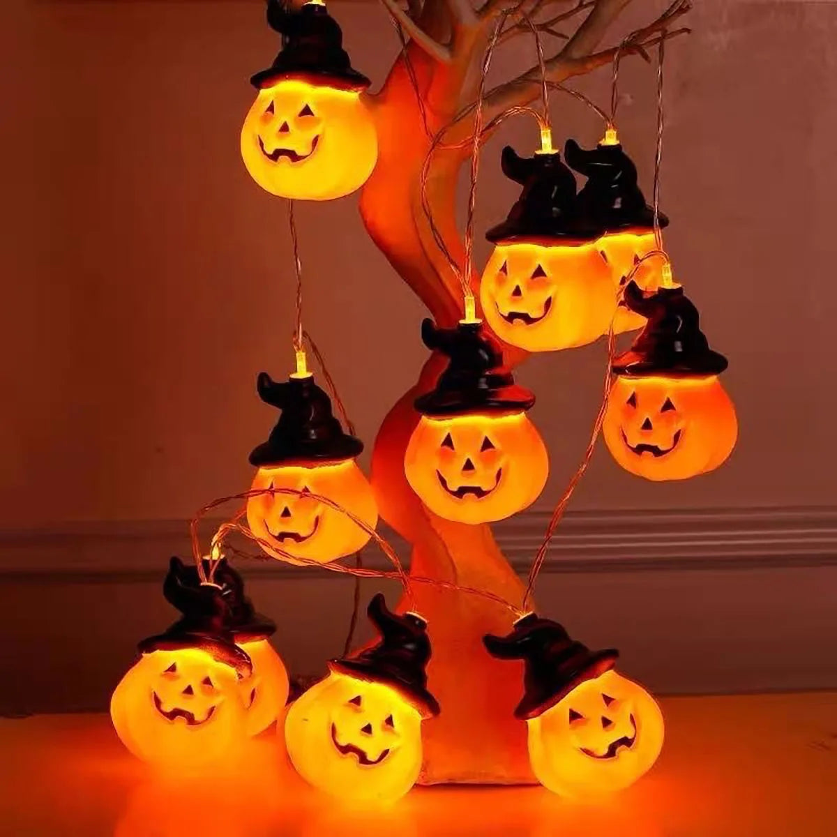 Halloween Classic Pumpkin Lantern Festival Party Atmosphere Decorative Lamp 1.5m 10LED Fun and Wonderful Night