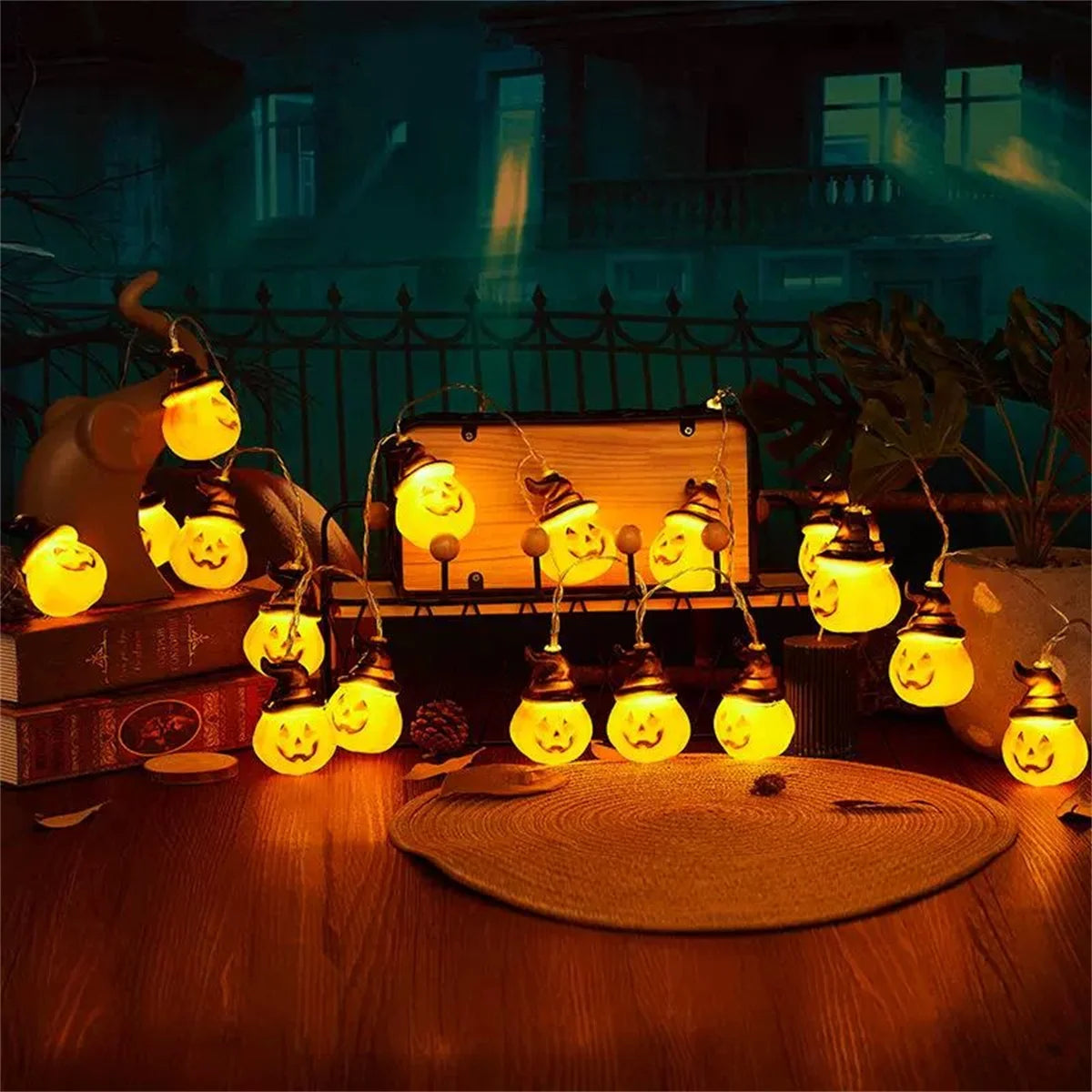 Halloween Classic Pumpkin Lantern Festival Party Atmosphere Decorative Lamp 1.5m 10LED Fun and Wonderful Night