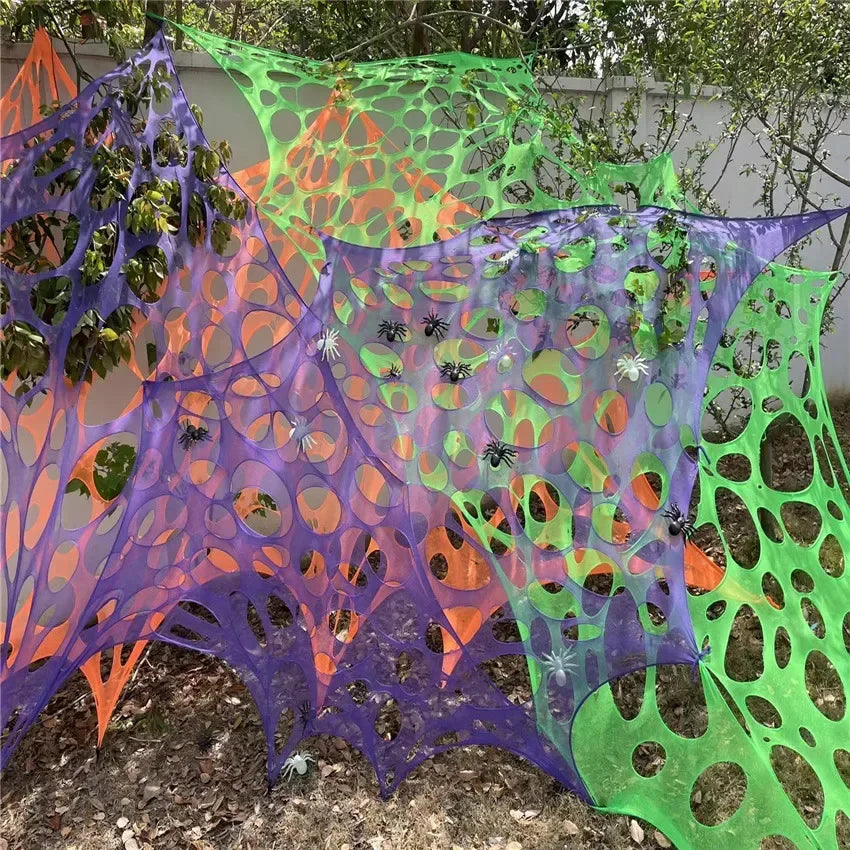 Giant Stretchy Spider Web Halloween Decor 20ft Cobweb Netting Outdoor Scary Indoor Haunt Reusable Creepy Party Must Have