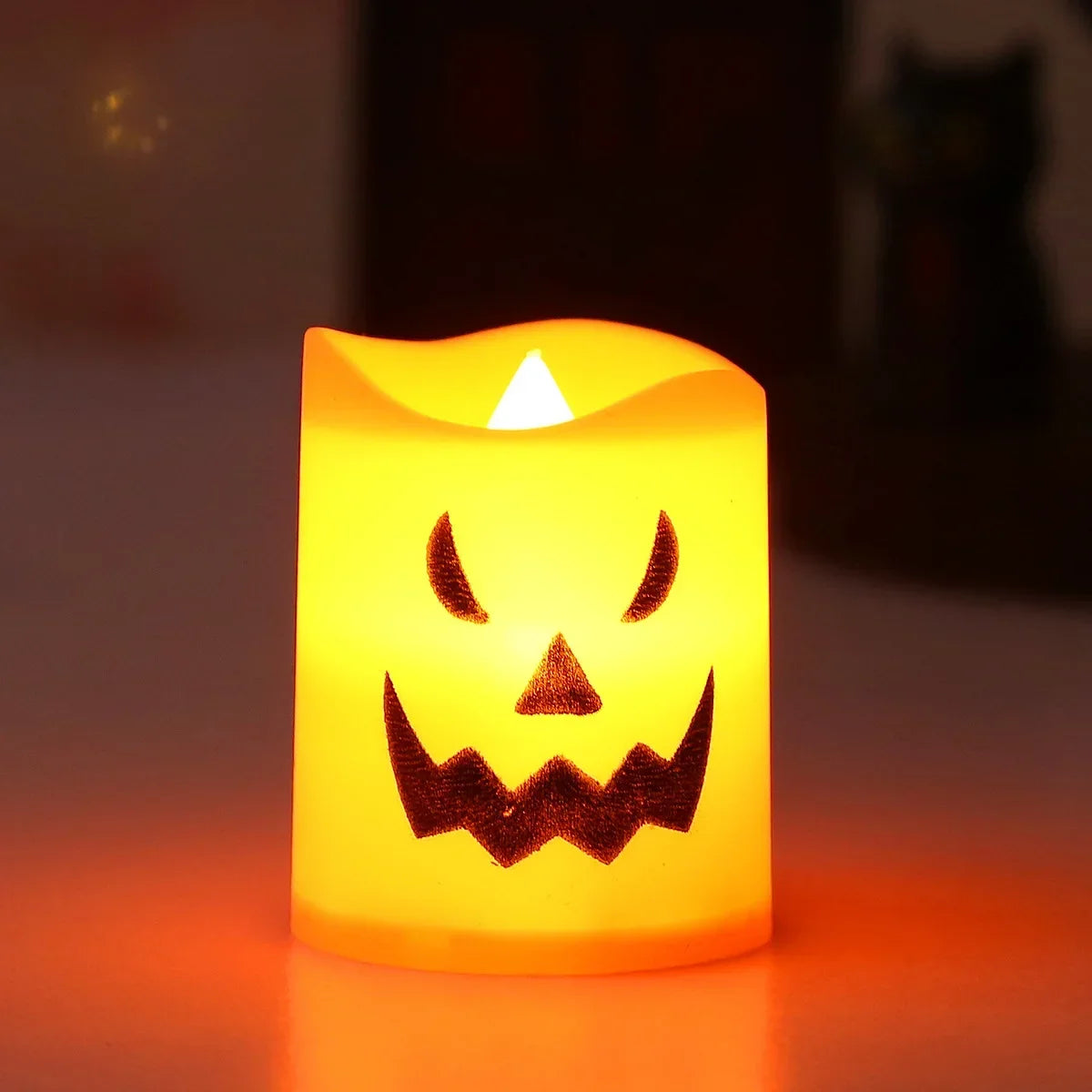 6Pcs LED Candle Light Battery Powered Pumpkin Skull Ghost Spooky Light Halloween Party Decora Ambiance Electronic Candle Lights