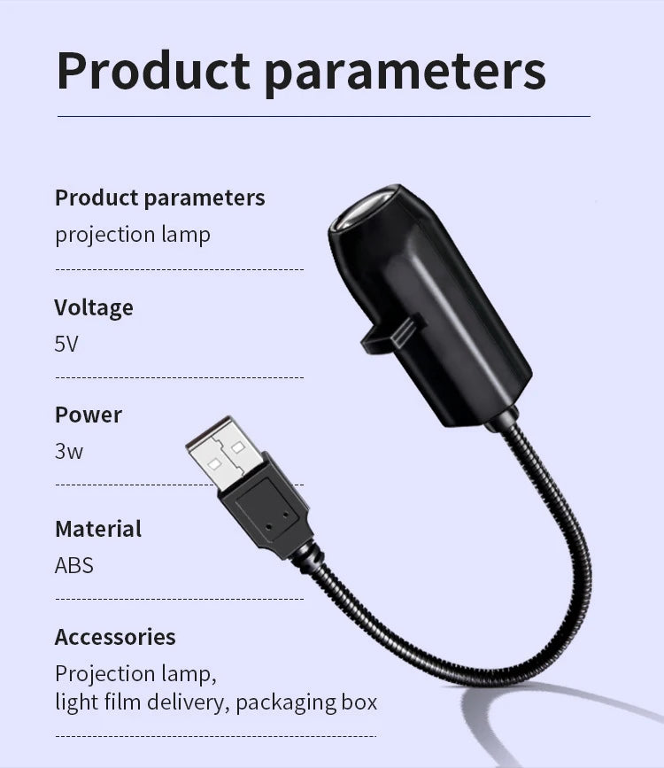 Halloween USB Projector Light Skull NightLight Ghost LED Lamp 360Degree Rotating Switchable Pattern Design Dark & Night Ambiance