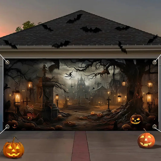 Halloween Garage Door Banner – Horror Town Pumpkin Head Design