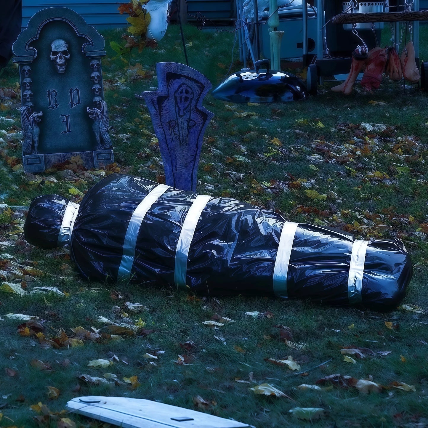 150cm/5ft Hanging Corpse Dead Victim Props, Scary Haunted Creepy House Halloween Decorations, Outdoor Halloween Yard Decorations