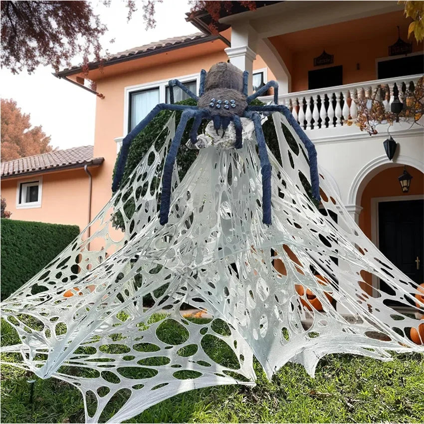 Giant Stretchy Spider Web Halloween Decor 20ft Cobweb Netting Outdoor Scary Indoor Haunt Reusable Creepy Party Must Have