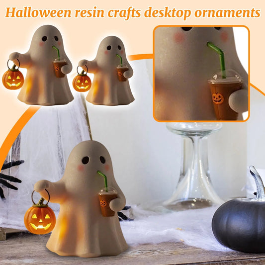 Cute Ghost/ Decoration Nightlight Resin Halloween Home Creative Crafts Decoration Atmosphere Halloween Decorations Home Decor