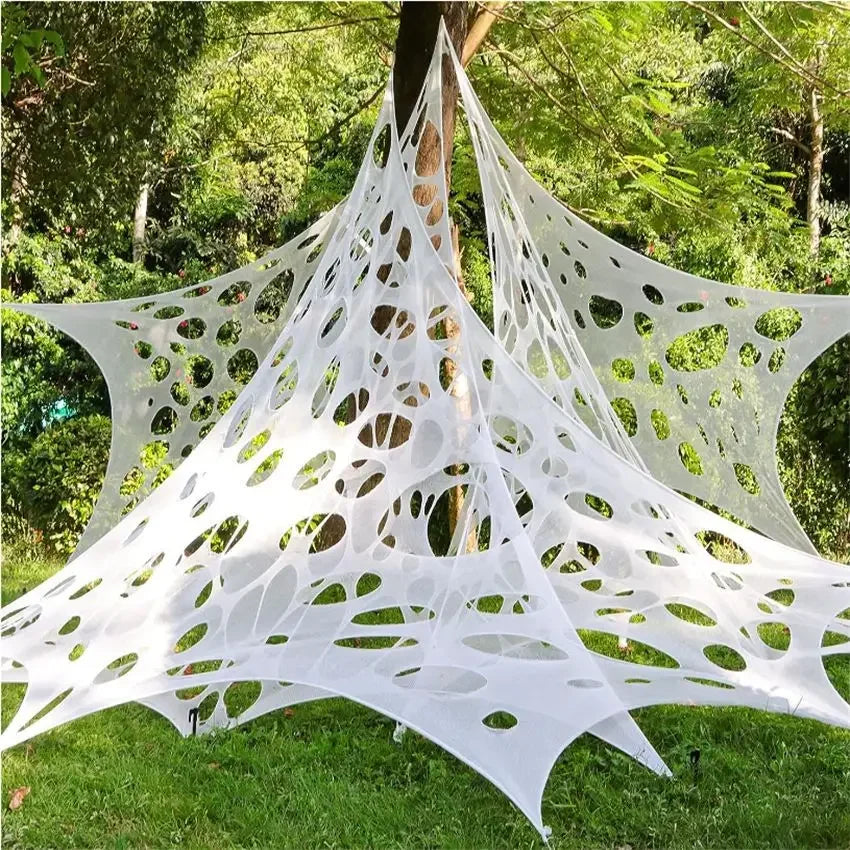 Giant Stretchy Spider Web Halloween Decor 20ft Cobweb Netting Outdoor Scary Indoor Haunt Reusable Creepy Party Must Have