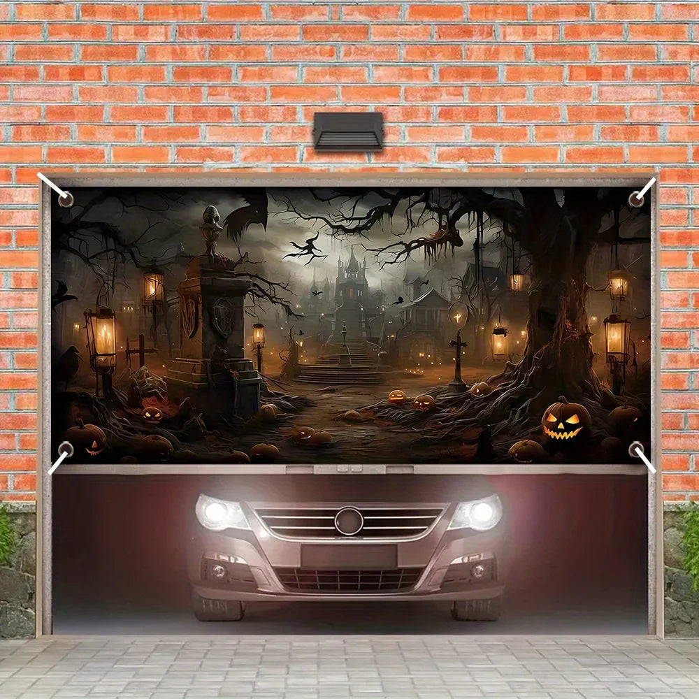 Halloween Garage Door Banner – Horror Town Pumpkin Head Design