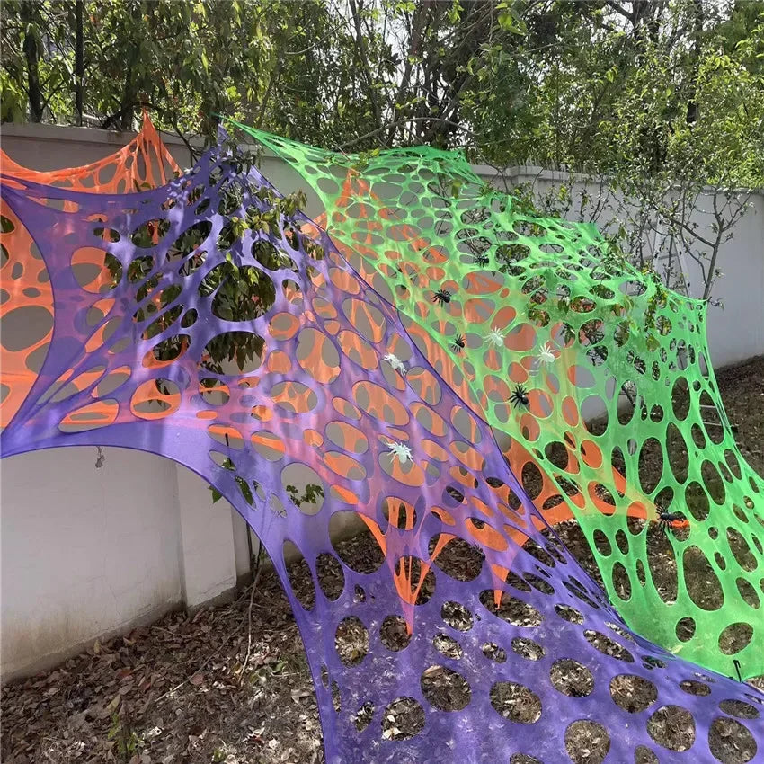 Giant Stretchy Spider Web Halloween Decor 20ft Cobweb Netting Outdoor Scary Indoor Haunt Reusable Creepy Party Must Have