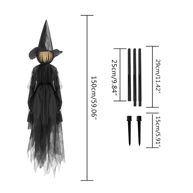 Light-Up Witches with Stakes Halloween Decorations Outdoor Holding Hands Screaming Witches Sound Activated Sensor Decor Props