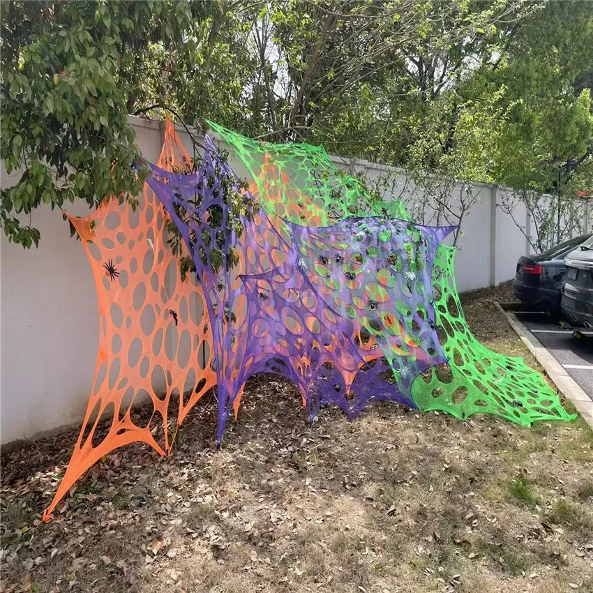 Giant Stretchy Spider Web Halloween Decor 20ft Cobweb Netting Outdoor Scary Indoor Haunt Reusable Creepy Party Must Have