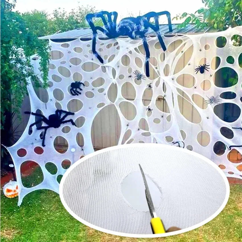 Giant Stretchy Spider Web Halloween Decor 20ft Cobweb Netting Outdoor Scary Indoor Haunt Reusable Creepy Party Must Have