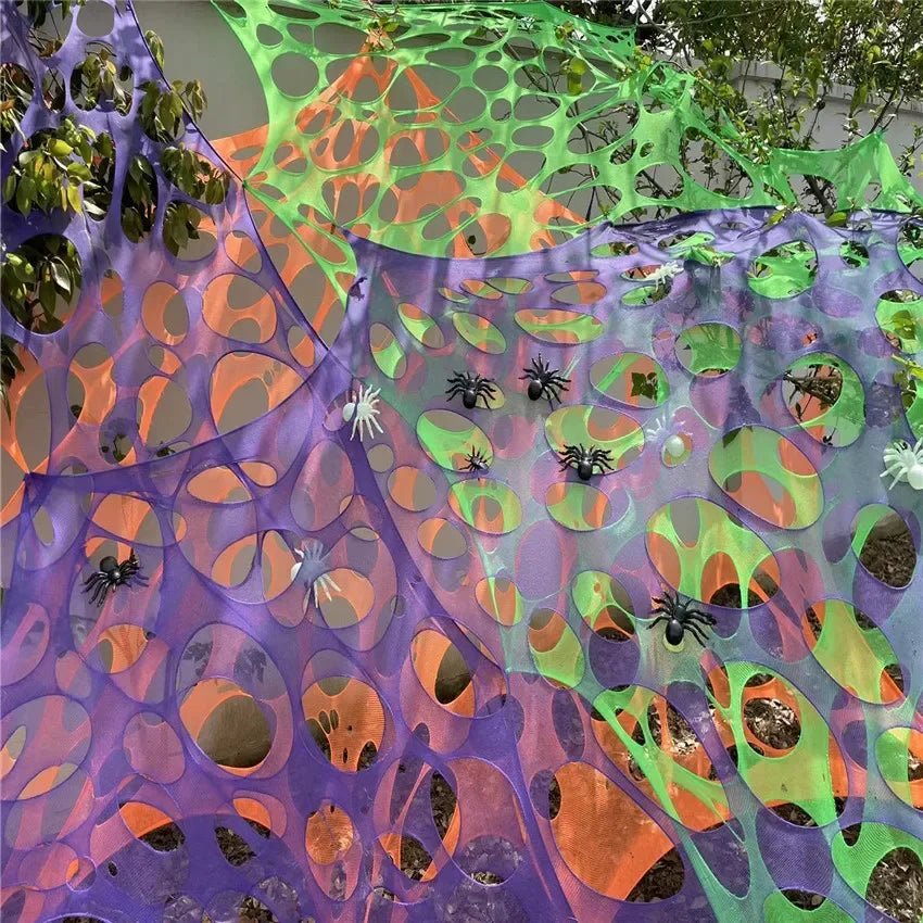 Giant Stretchy Spider Web Halloween Decor 20ft Cobweb Netting Outdoor Scary Indoor Haunt Reusable Creepy Party Must Have