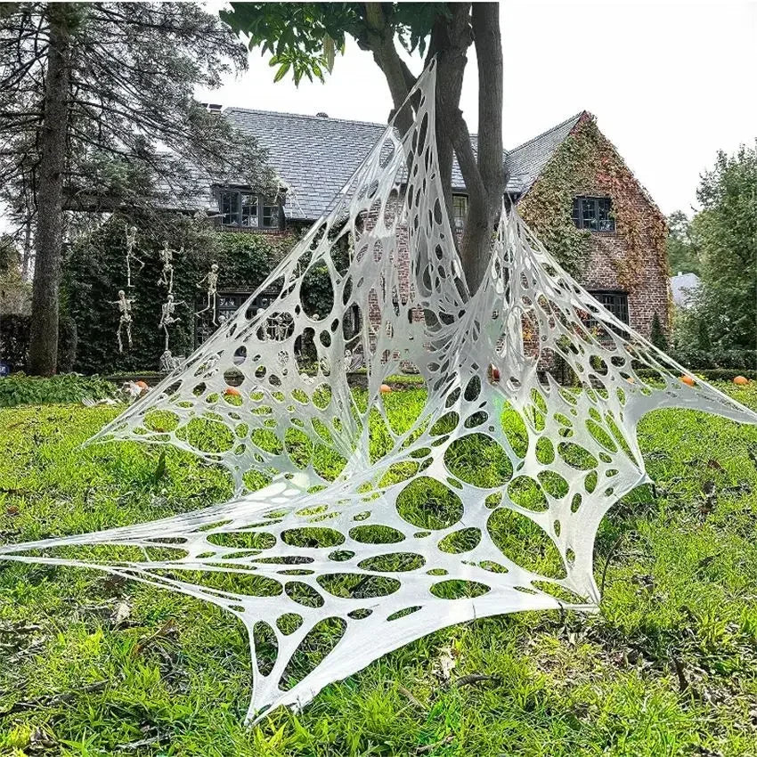 Giant Stretchy Spider Web Halloween Decor 20ft Cobweb Netting Outdoor Scary Indoor Haunt Reusable Creepy Party Must Have