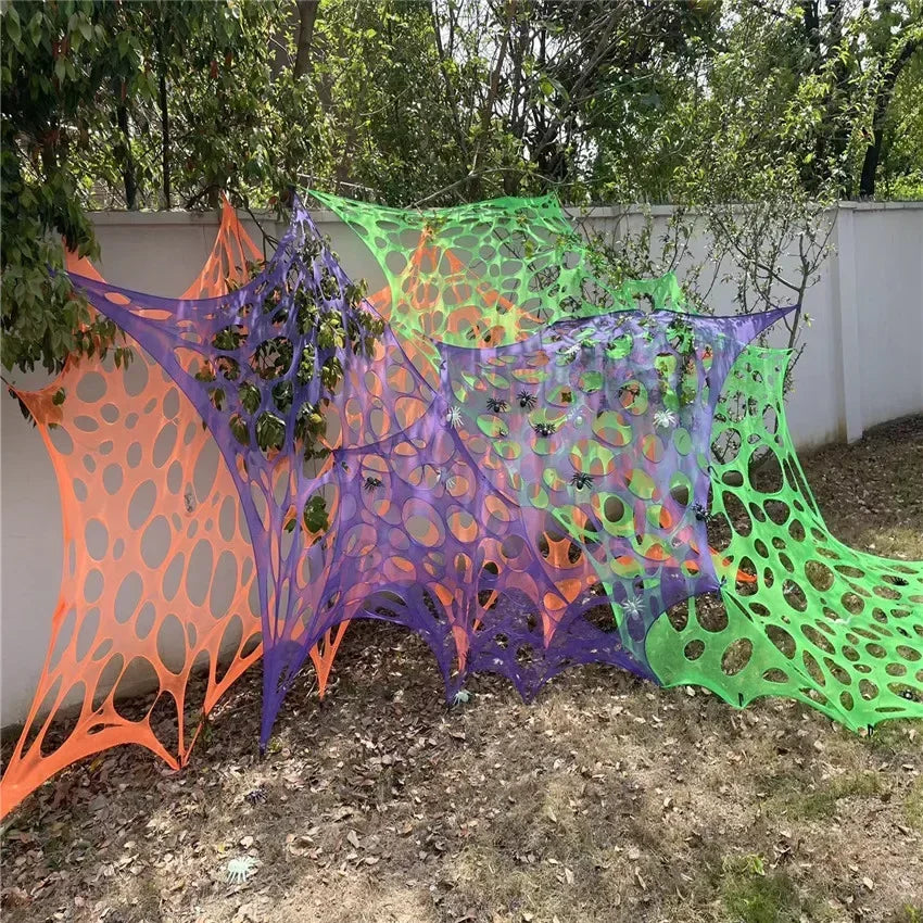 Giant Stretchy Spider Web Halloween Decor 20ft Cobweb Netting Outdoor Scary Indoor Haunt Reusable Creepy Party Must Have