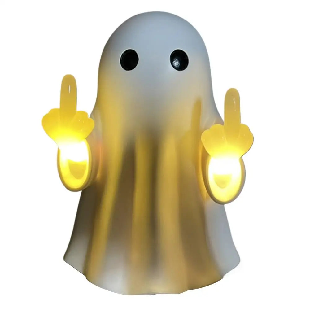 Middle Finger Cute Ghost Statue Night light Ghosts Small Scary Ghost Figurines Wall lamp Halloween Home Decoration