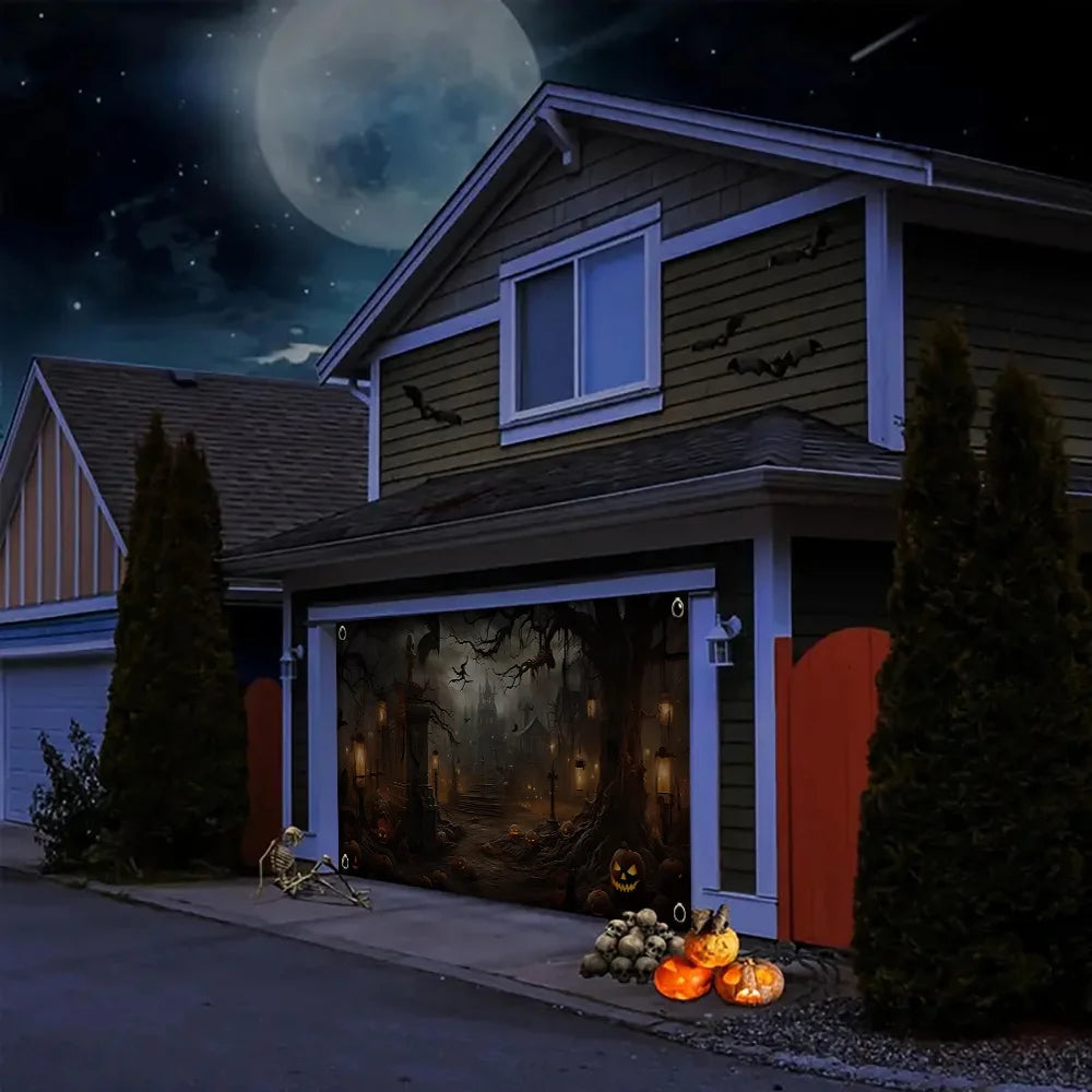 Halloween Garage Door Banner – Horror Town Pumpkin Head Design