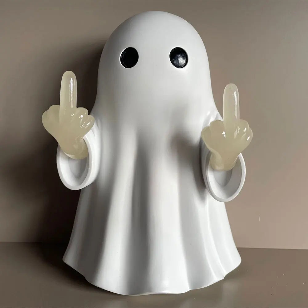 Middle Finger Cute Ghost Statue Night light Ghosts Small Scary Ghost Figurines Wall lamp Halloween Home Decoration