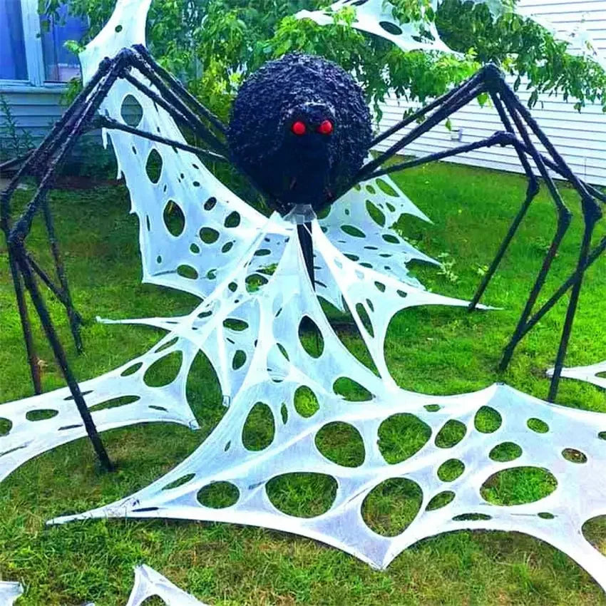 Giant Stretchy Spider Web Halloween Decor 20ft Cobweb Netting Outdoor Scary Indoor Haunt Reusable Creepy Party Must Have